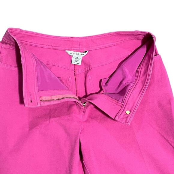 ST. JOHN Pants Women's Pink High Rise Straight Leg Stretch Size 10 Cropped - Picture 4 of 10